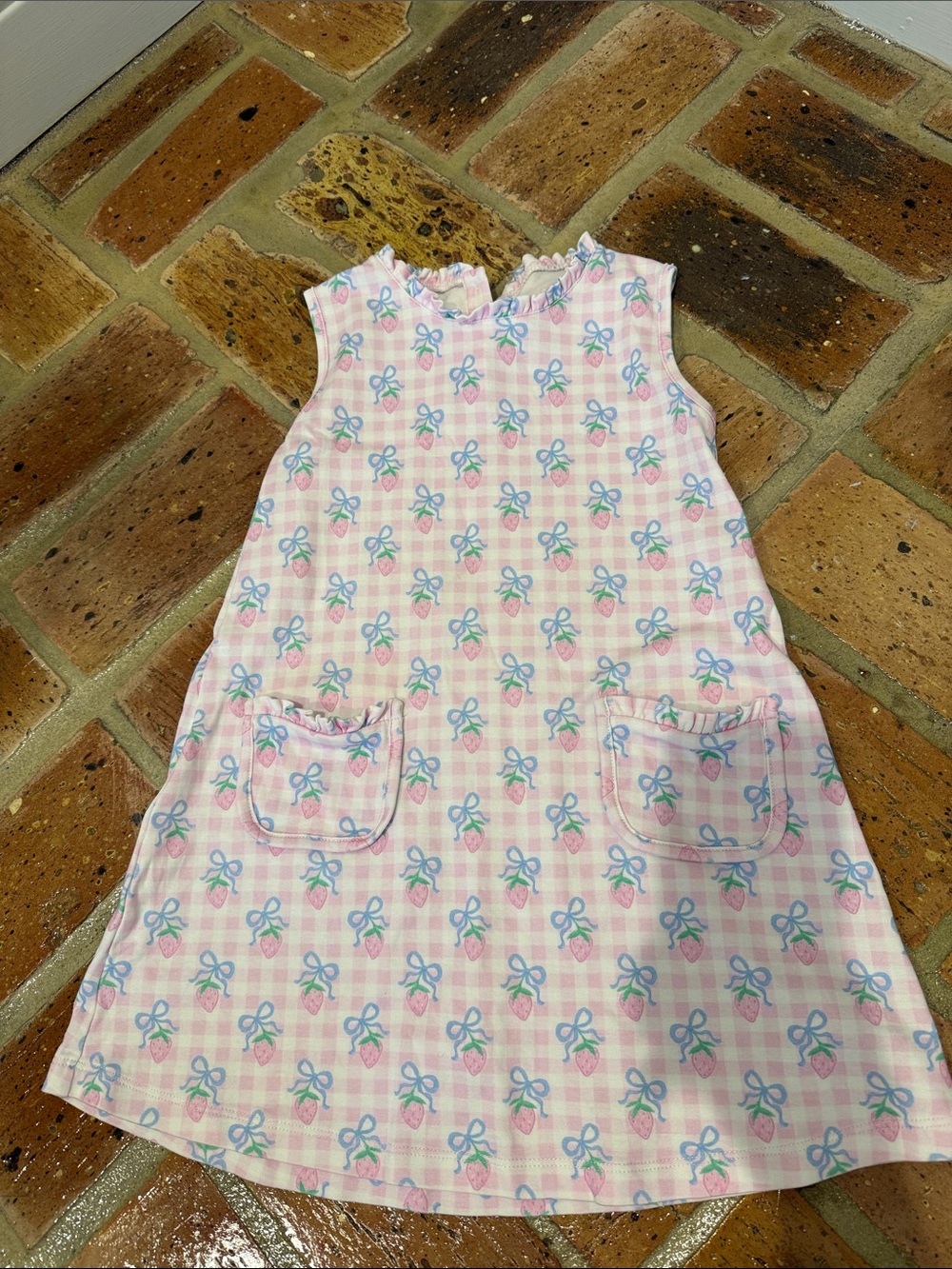 James & Lottie Pink Strawberry Pima Cotton Knit Dress Size 6